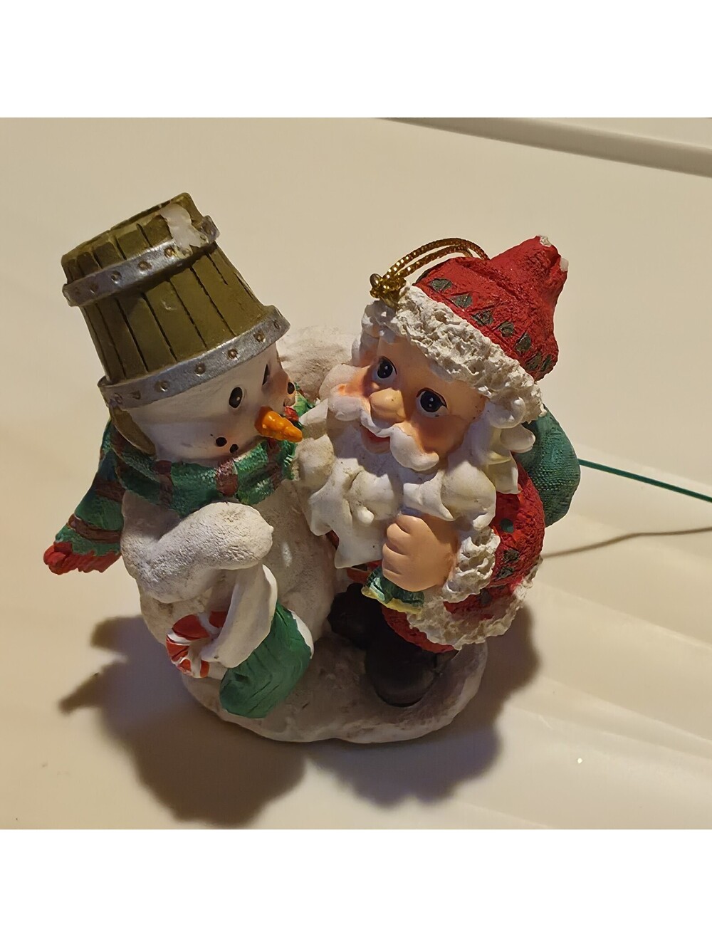 Vintage TREVCO Santa & Snowman Christmas Ornament